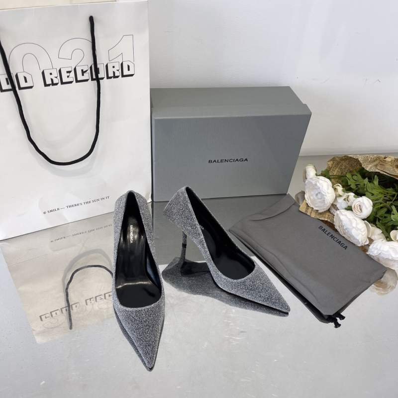 1742816466 789 Pointu Balenciaga of Toe Lizard Model Cowhide High Talon Shoes