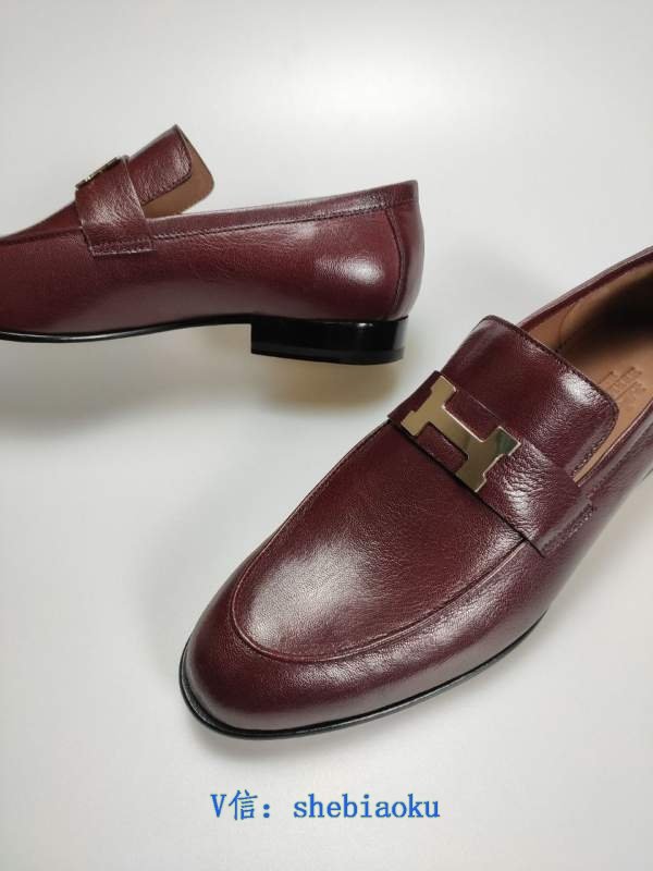 1743043806 378 Hermes Formal Bottom Business Leather Shoes