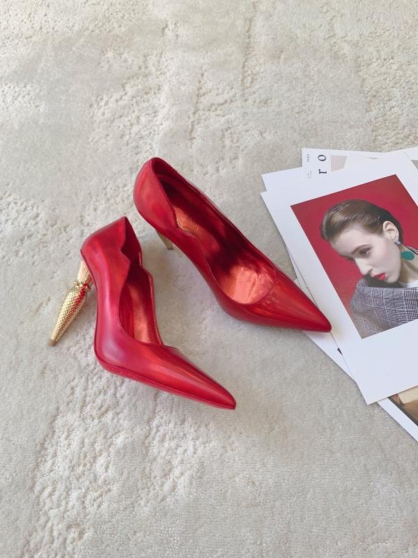 1743380789 743 Cl Lu Platin Silk Crystal Lipstick High Heel Red Single