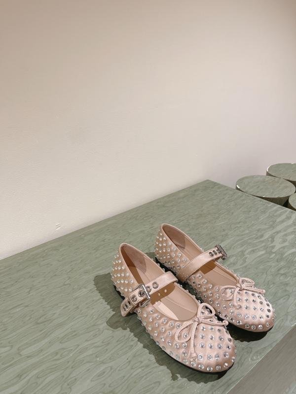 1743406593 988 Miu Miu Classic Diamond Set Ballet Shoes New