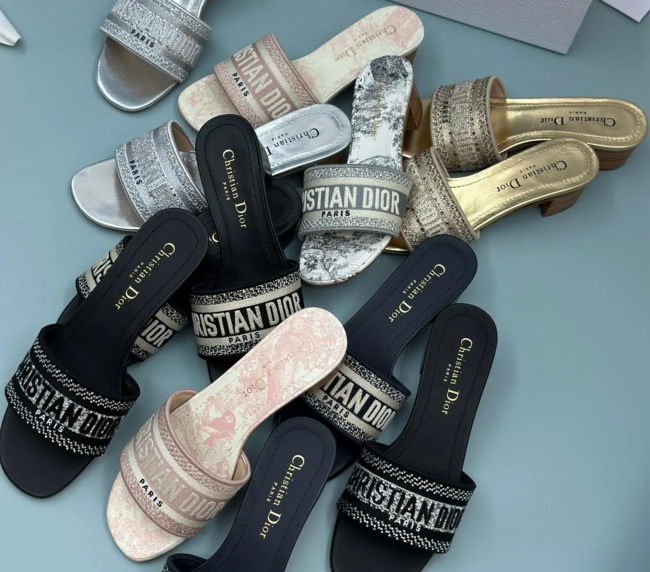 DIOR Luxury Letter Logo Embroidered Sandals dimensional Embroidered Sandals
