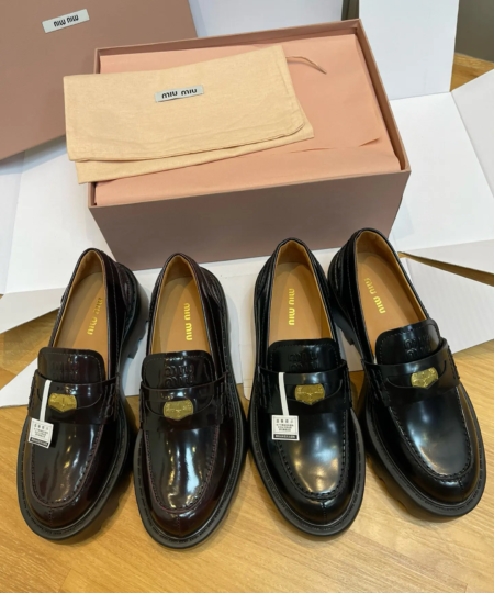 Purchase grade "𝐌𝐢𝐮𝐌𝐢𝐮" brand new gear thick-soled gold coin loafers
