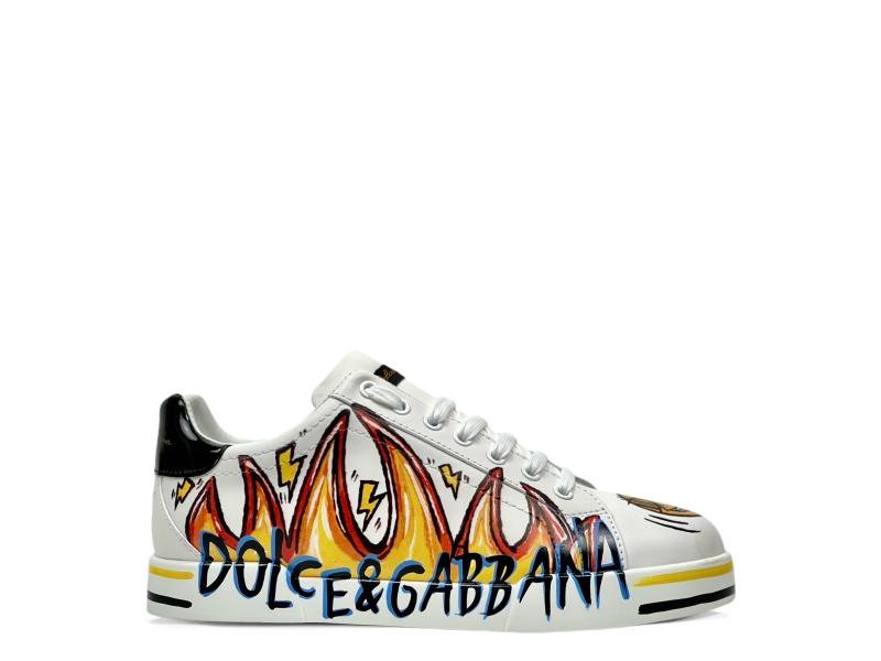 1743534301 23 DG Dolce Gabbana Street Graffiti Portofino Calfskin Sneakers
