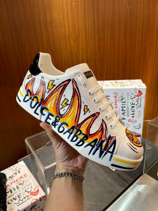 DG Dolce & Gabbana Street Graffiti Portofino Calfskin Sneakers
