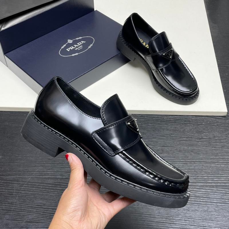 1744414872 195 The new Prada triangle logo shoes in light male leather