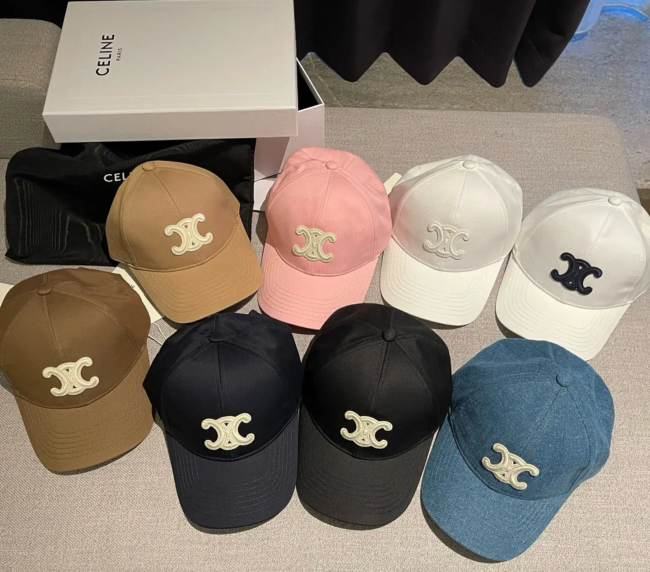 【CELINE】New color Celine Arc de Triomphe blue embroidered baseball cap (72)
