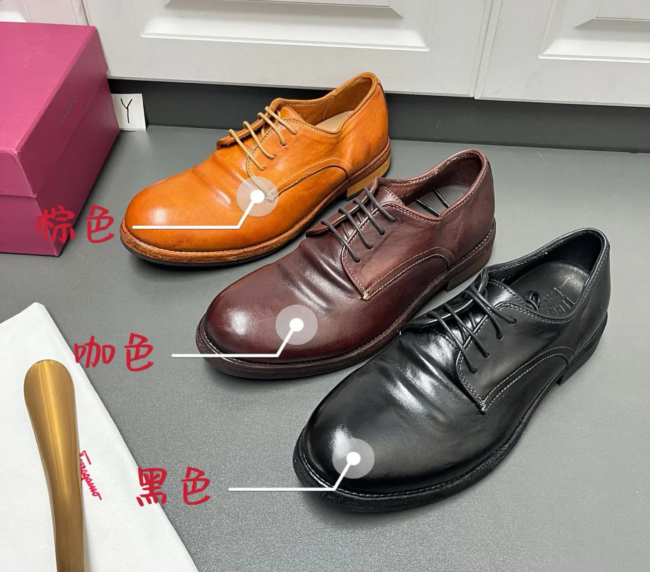 Ferragamo Men's Handmade Leather Derby Shoes