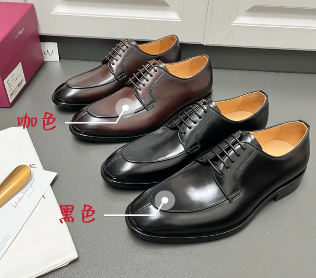 Ferragamo Men's Classic Business Leather Derby Shoes
