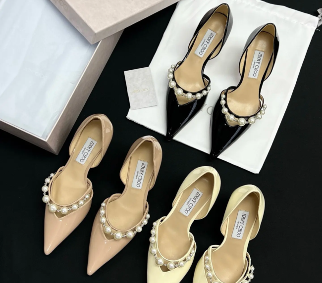 Jimmy Choo JC New Patent Crystal Pearl High Heels