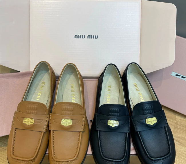 Miu Miu 2025 Gold Coin Loafers