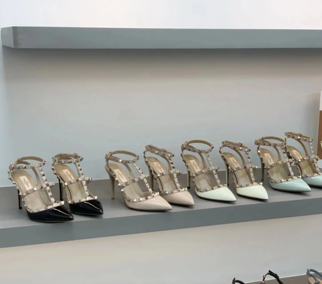 Valentino two-belt rear empty sandals high heel fashion shoes