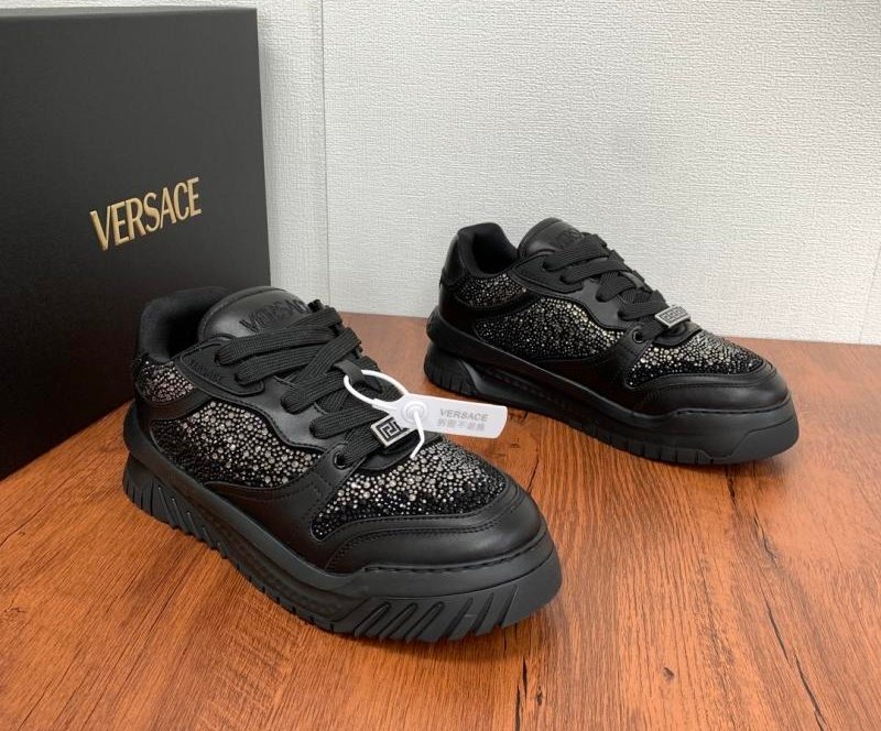 Versace Odissea Series Black Diamond Trim Sneakers