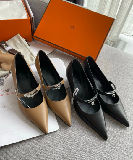 Hermes 25SS SpringSummer Kelly Buckle Pointed Cat Heel Shoes (1)
