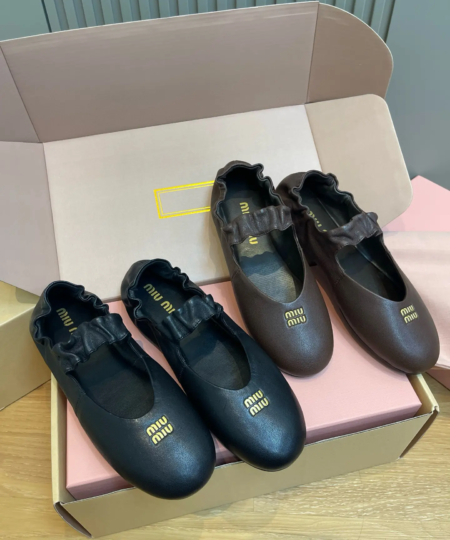 Miumiu French retro one-strip elastic Mary Jane ballet shoes (1)