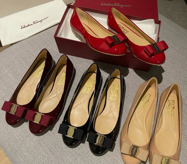 Original trade goods Ferragamo flat bow cloth buckle single shoes (2)