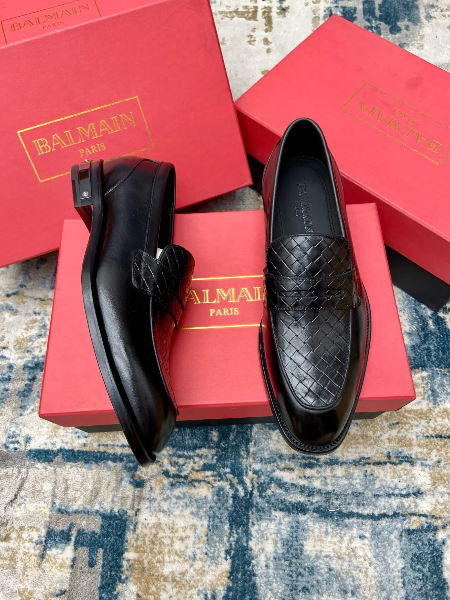 Balmain's new men's leather sole formal leather shoes 3 Balmain men's business casual leather shoes (56)