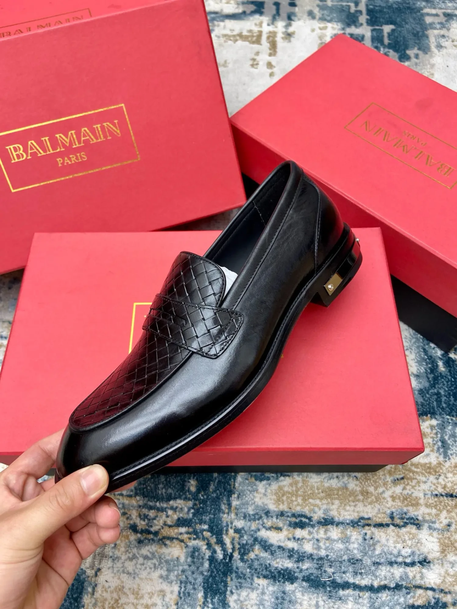 Balmain's new men's leather sole formal leather shoes 4 Balmain men's business casual leather shoes (58)