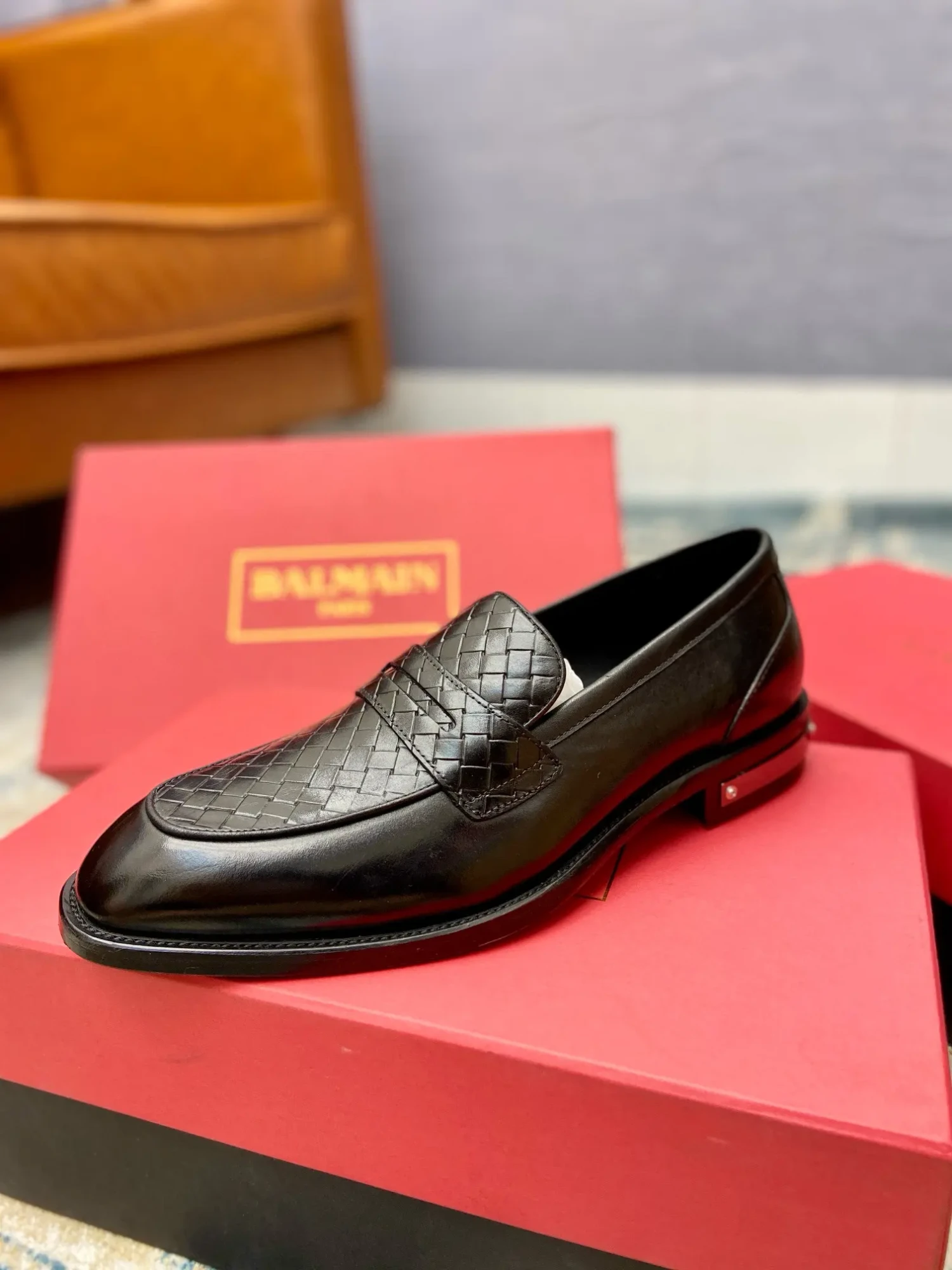 Balmain's new men's leather sole formal leather shoes 5 Balmain men's business casual leather shoes (59)