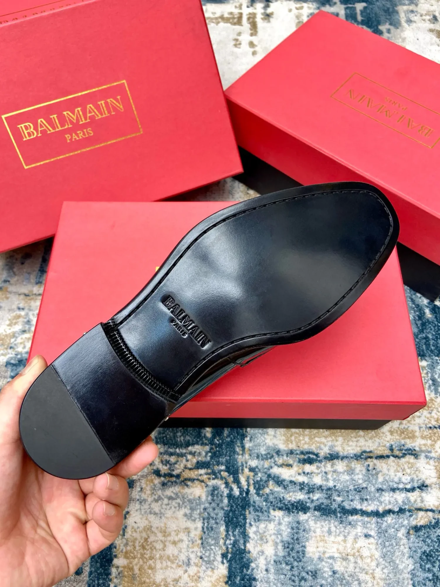 Balmain's new men's leather sole formal leather shoes 9 Balmain men's business casual leather shoes (63)