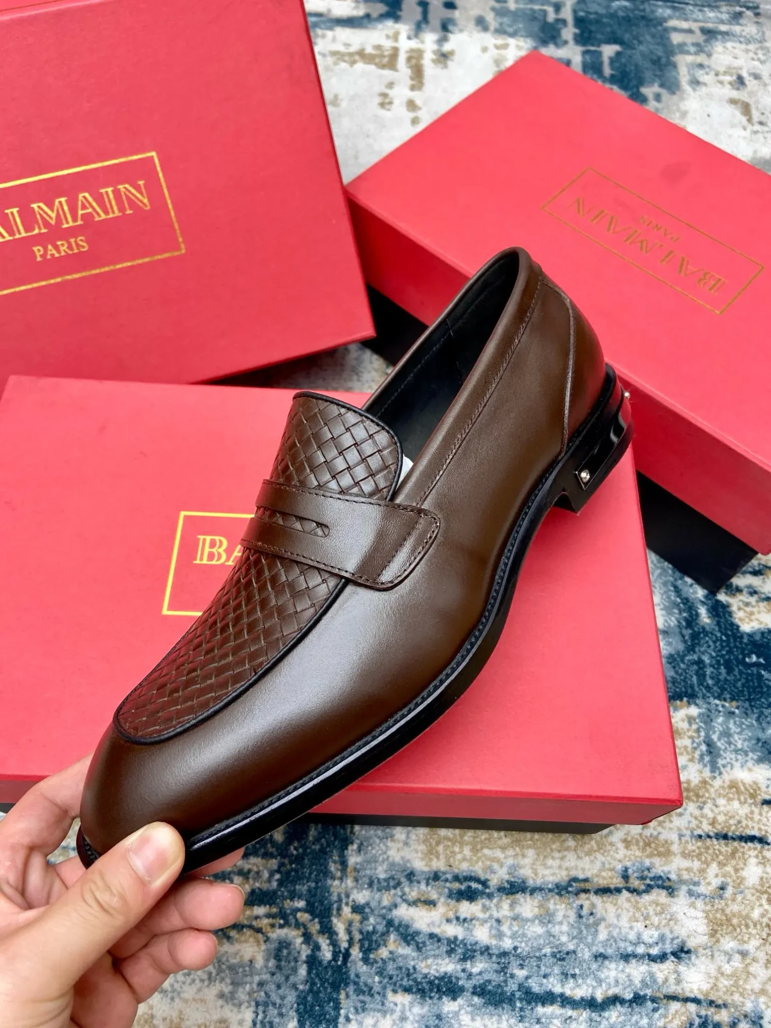 Balmain's new men's leather sole formal leather shoes 13 Balmain men's business casual leather shoes (67)