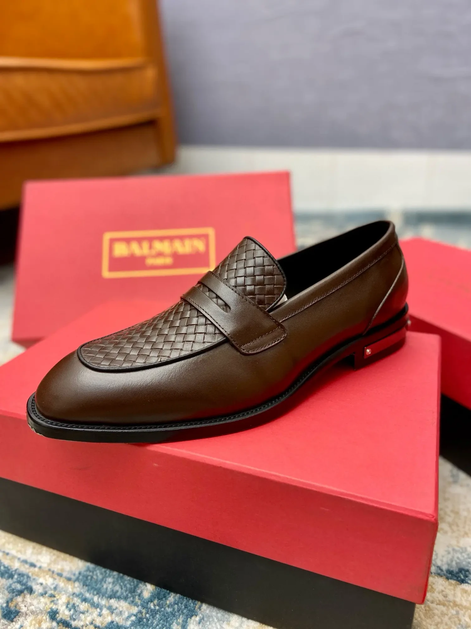 Balmain's new men's leather sole formal leather shoes 14 Balmain men's business casual leather shoes (68)