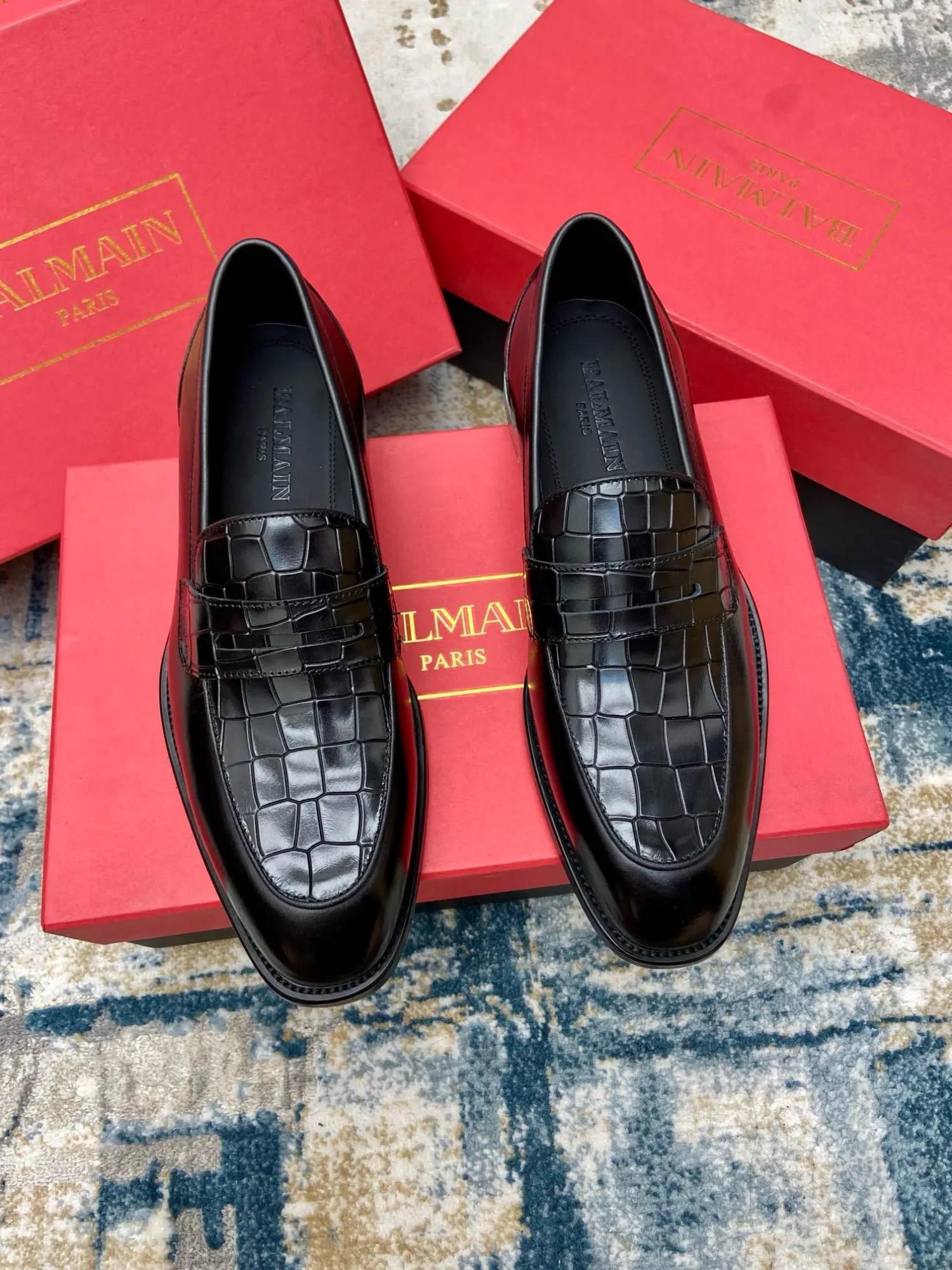 Balmain's new men's leather sole formal leather shoes (Copy) 1 Balmain men's business casual leather shoes (73)