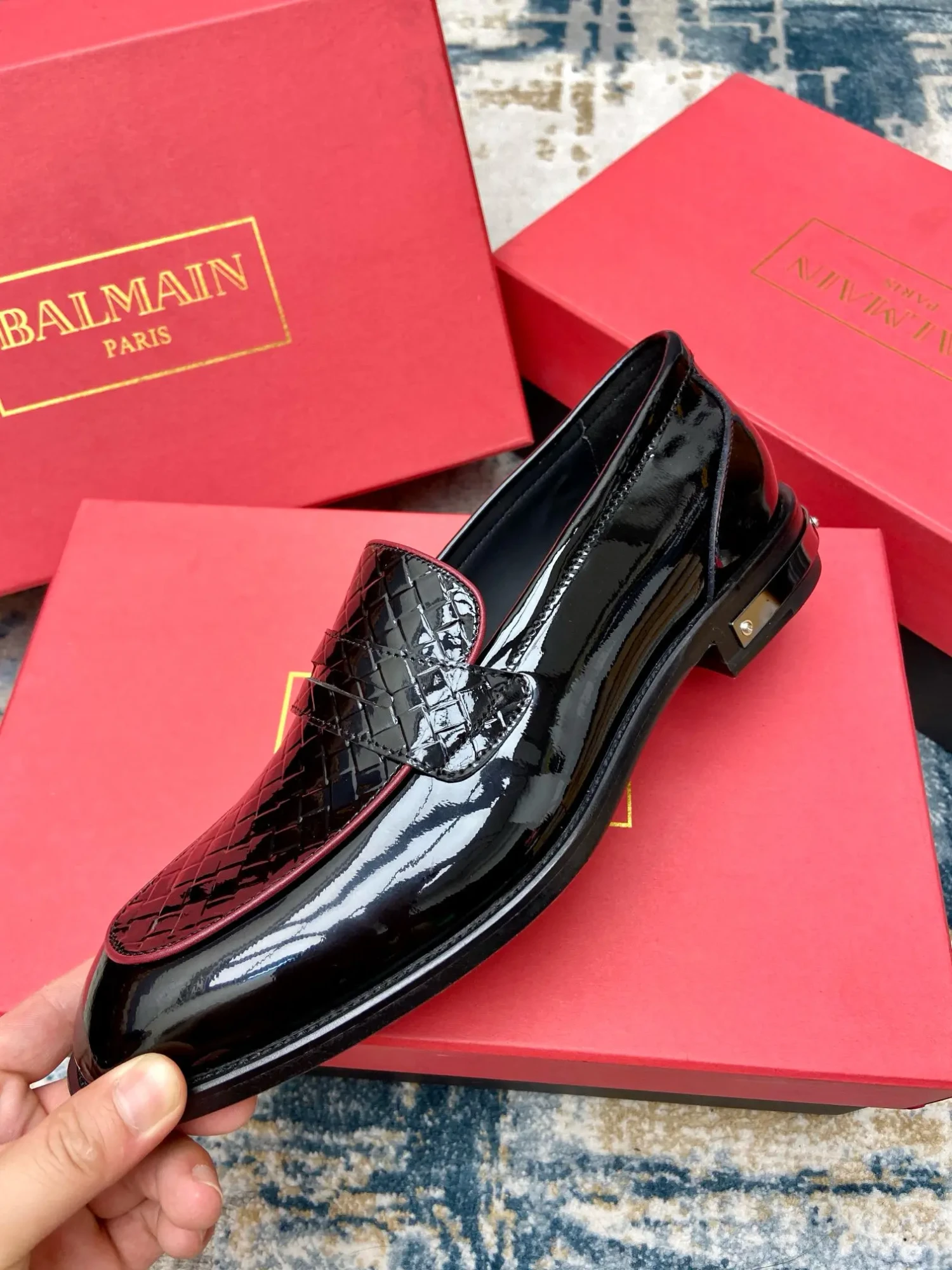 Balmain's new men's leather sole formal leather shoes (Copy) 22 Balmain men's business casual leather shoes (94)