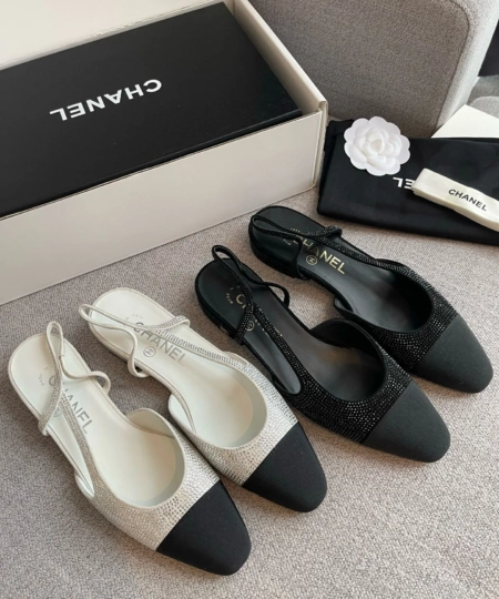 Chanel's new rhinestone sling back flat sandals (1)