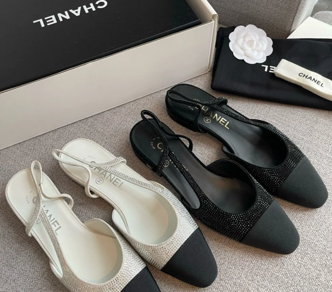 Chanel's new rhinestone sling back flat sandals (1)