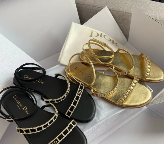 DIOR New Diamond Buckle Flat Sandals (1)