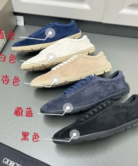 GIORGIO ARMANI Men's new flat low-top lace-up casual sneakers (1)