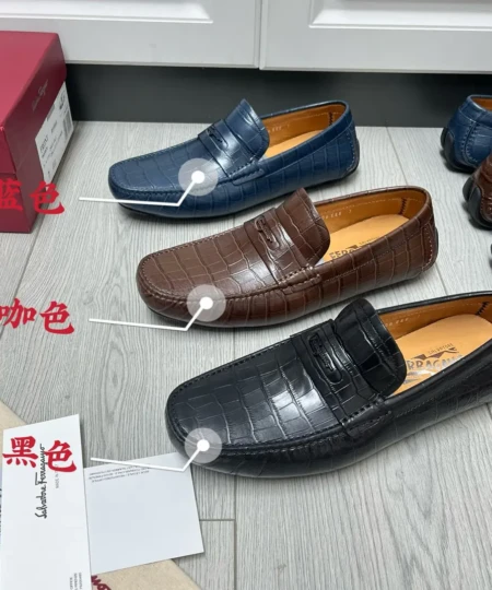 SF Ferragamo new crocodile pattern four seasons shoes driving shoes (1)