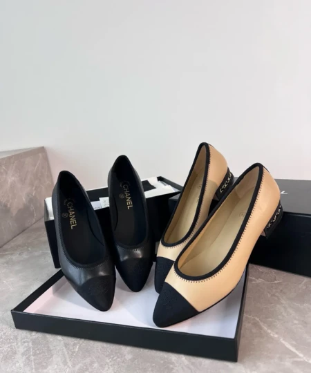 Chanel Retro Embroidery Chain Flat Shoes Single Shoes Ballet Shoes (4)