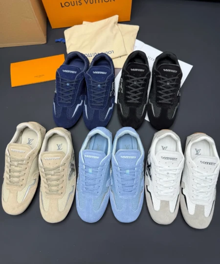 LVLouis Vuitton's new men's sports casual shoes suede calfskin mesh two-color design (1)