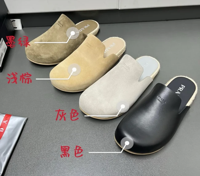  Prada Genuine Leather Men's Semi-Drag Mules (1)
