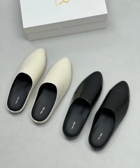 The Row Cowhide Embossed Flat-Soled Mueller Slippers (5)