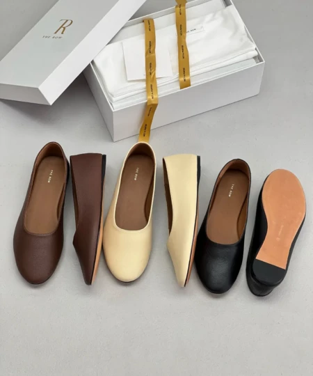 The row Solid color light mouth ballet single shoes (3)