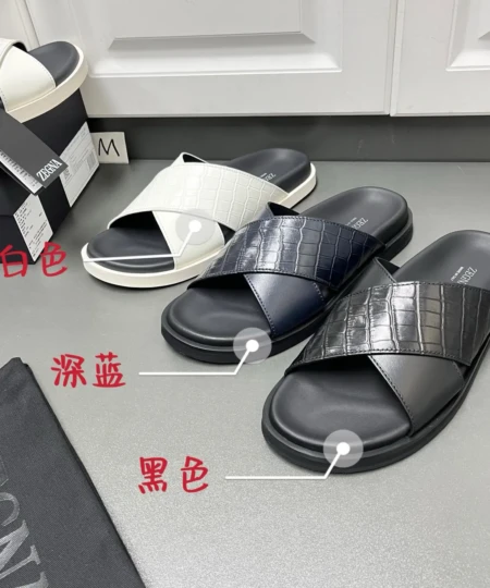 Zegna Summer Leather Cross Slippers – Luxury (1)