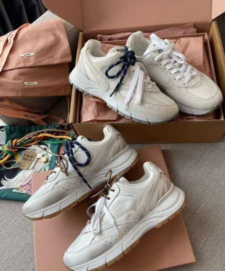 Miu Miu X NB New Sneakers with Brushed Thick-Sole Sports Casual Shoes (2)