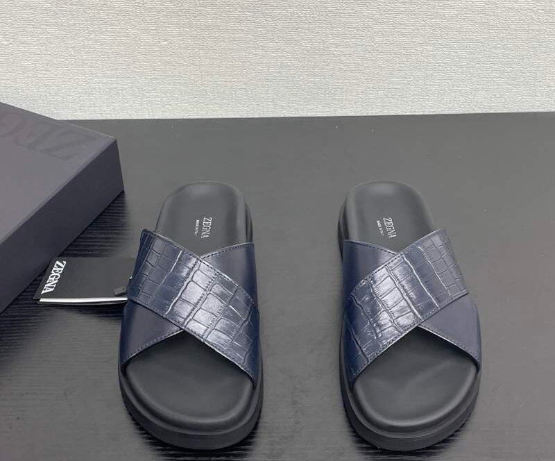 Men's Slippers in summer leather Zegna Summer