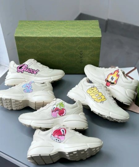 GUCCI collaborations comic and cartoon designs and British artist and illustrator Hattie Stewart sport shoes dady shoes (2)
