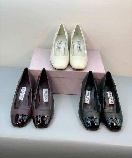 Jimmy Choo's new block-heeled slip-on shoes with logo and pearls (3)