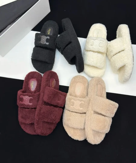 New 2025 Winter Arc de Triomphe Teddy Wool Slippers (1)