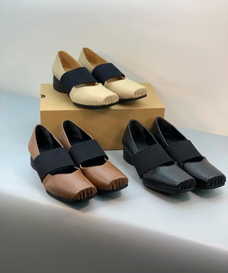 UMA WANG's classic two-way ballet flats, stone-grained high heels (2)