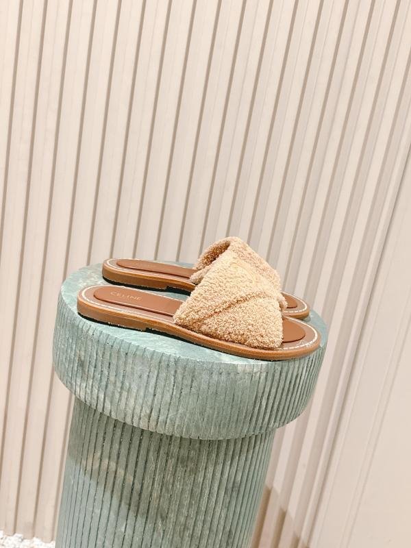 CELINE 2025 latest Triomphe series genuine leather outsole slippers