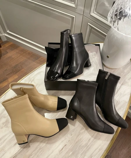 Chanel chunky-heeled stretch boots Simple yet elegant ankle boots (1)