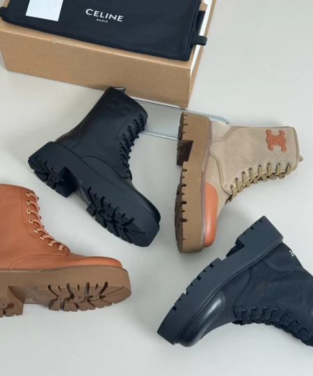 Original Celine New Lace-Up Thick-Sole Martin Boots (4)