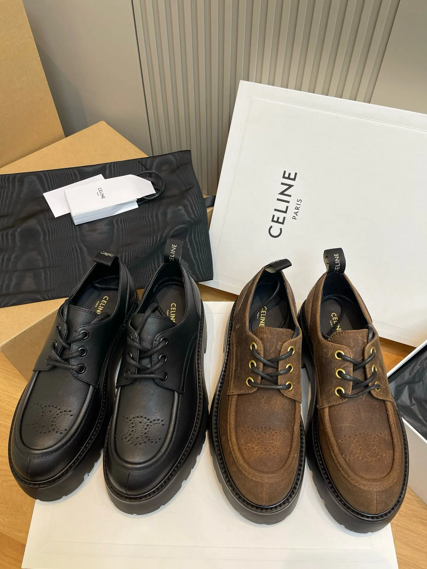 CELINE Autumn New Retro Modern Derby Shoes 1 CELINE Autumn New Retro Modern Derby Shoes (1)