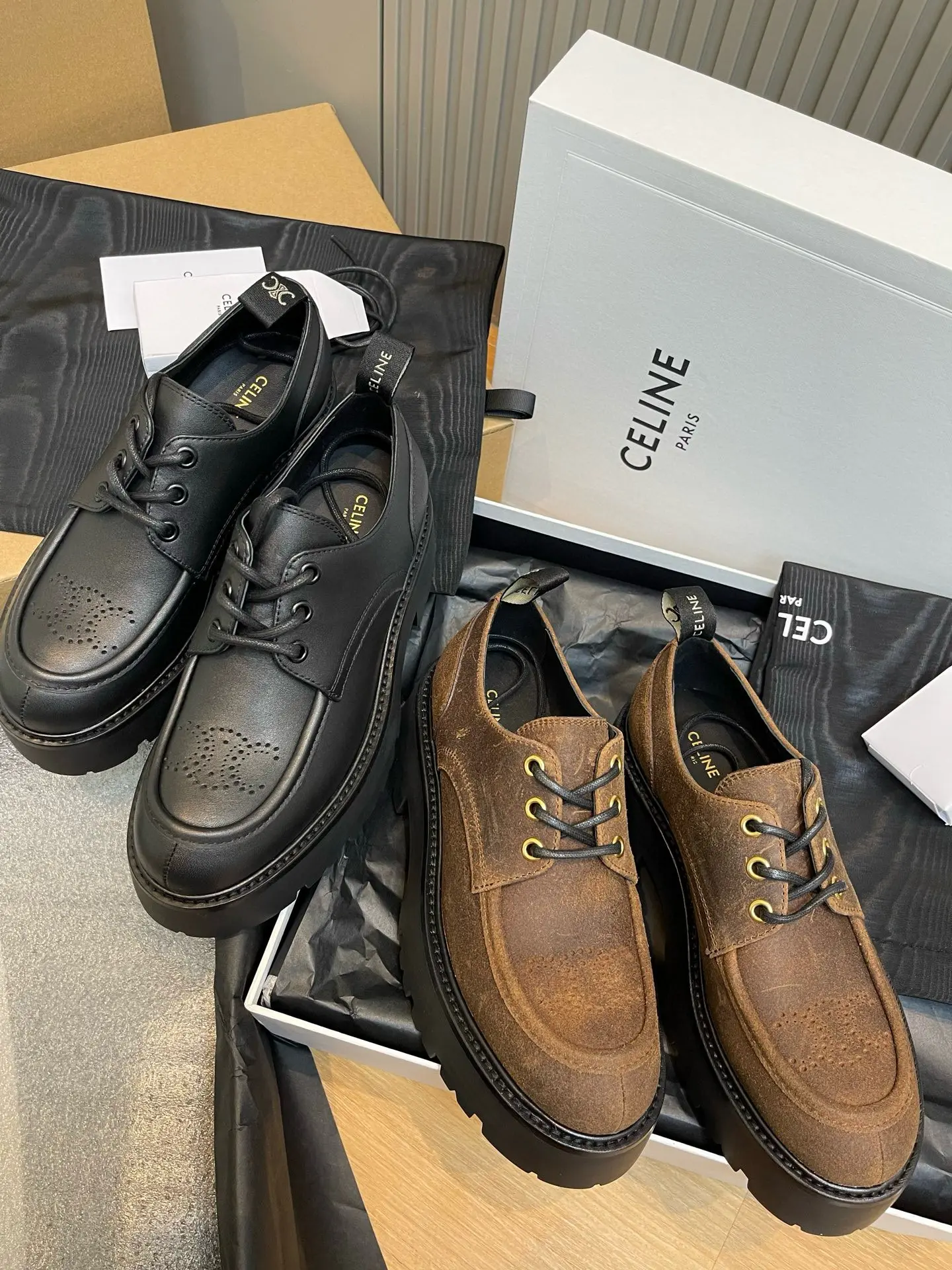 CELINE Autumn New Retro Modern Derby Shoes (2)
