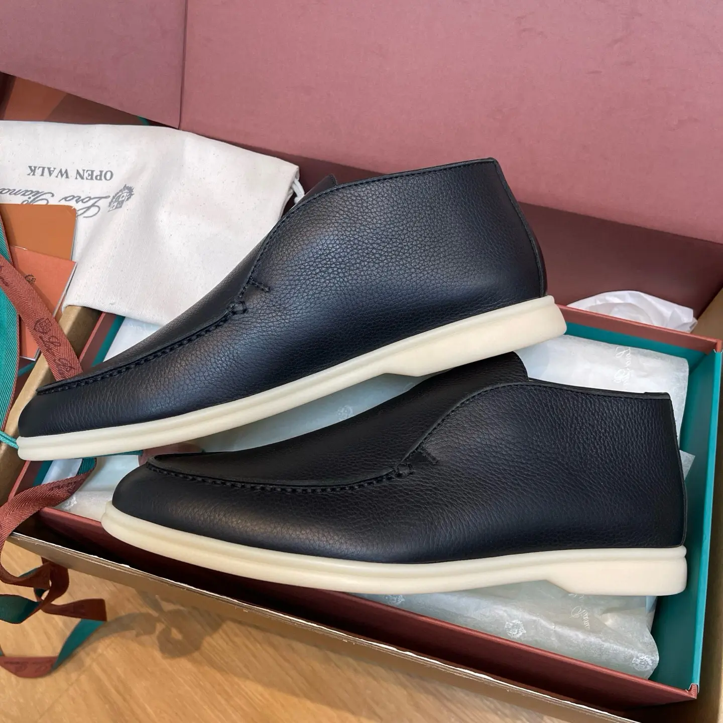 Premium Deer Leather LoroPiana Men's High-Top Loafers with White Sole 18 Premium Deer Leather LoroPiana Men's High-Top Loafers with White Sole (18)